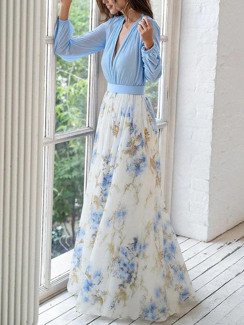 Emma | Floral Printed Maxi V-Neck Dress