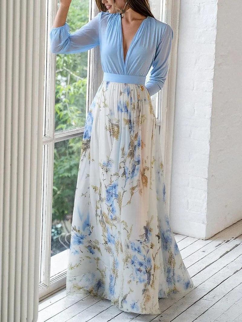 Emma | Floral Printed Maxi V-Neck Dress