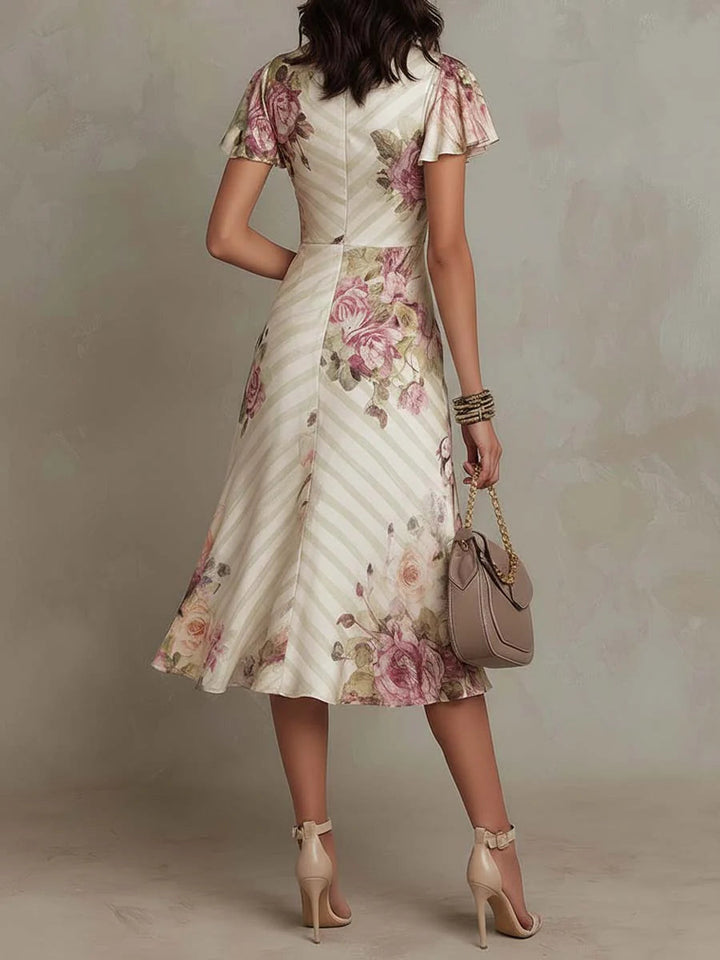 Isla | Satin Floral Midi Dress
