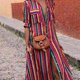 Evelyn | Printed Striped Maxi Relaxed Skirt