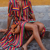 Evelyn | Printed Striped Maxi Relaxed Skirt