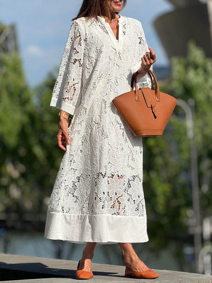 Madeleine | Floral Midi V-Neck Dress