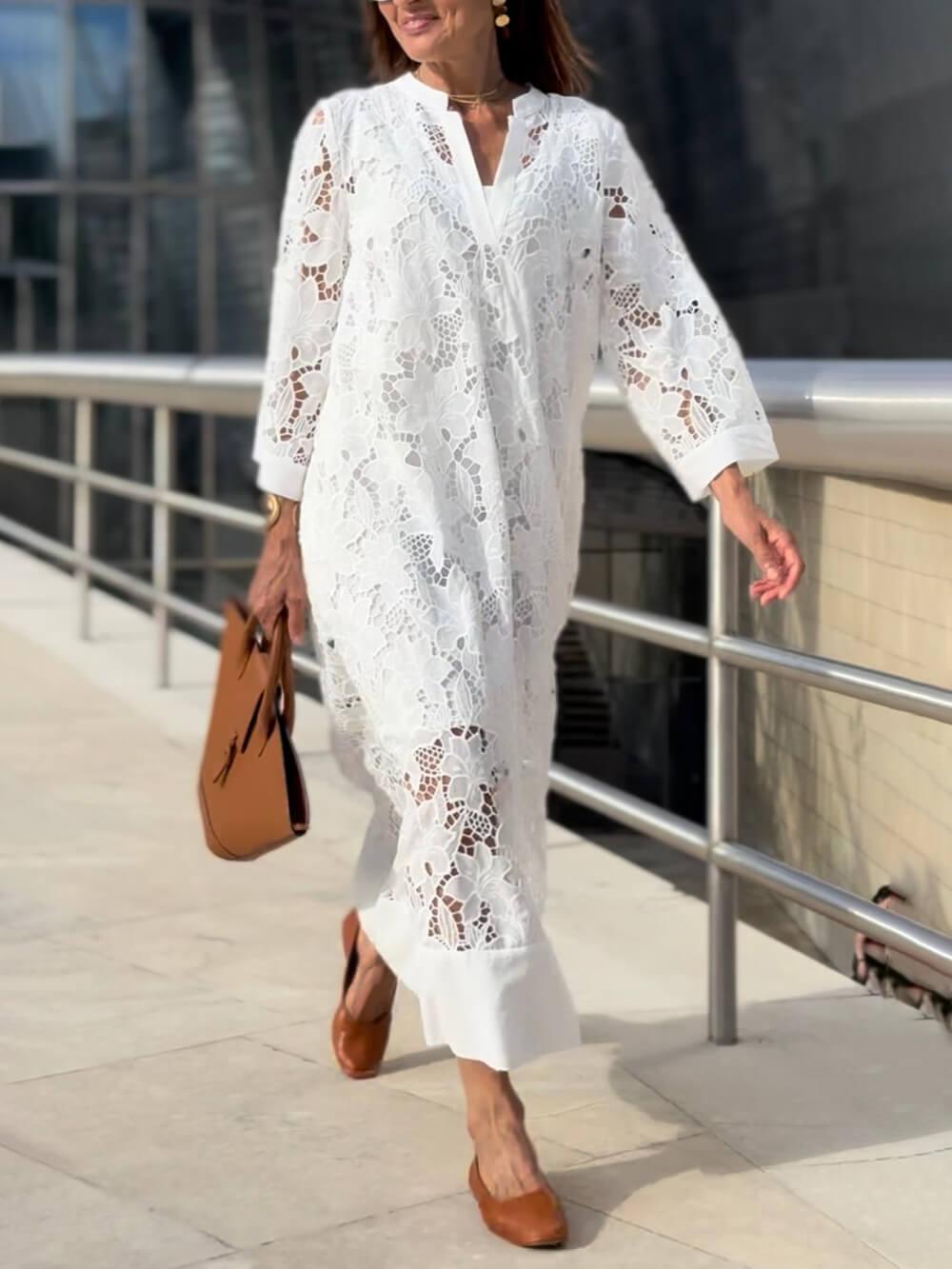 Madeleine | Floral Midi V-Neck Dress