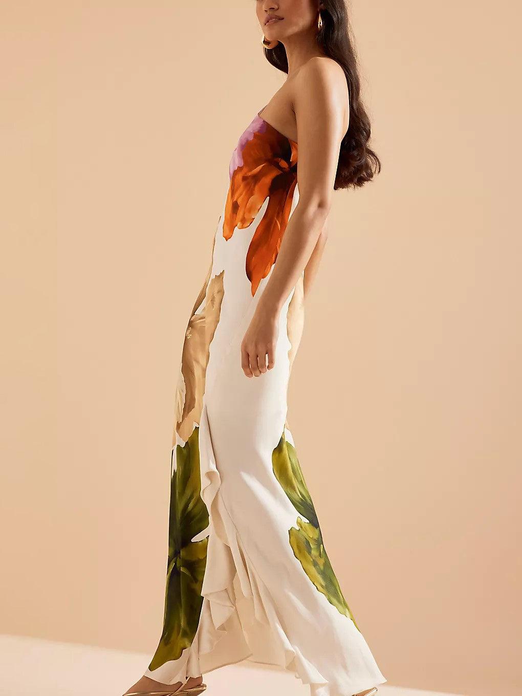 Eliza | Elegant Floral Printed Maxi Off-Shoulder Dress