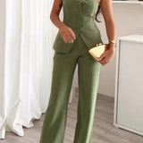 Teresa | Sleeveless Button-Detail Wide-Leg Set
