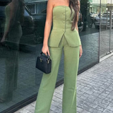 Teresa | Sleeveless Button-Detail Wide-Leg Set