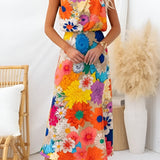 Harriet | Floral Printed Maxi Sleeveless Tie-Waist Dress