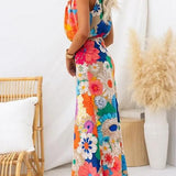 Harriet | Floral Printed Maxi Sleeveless Tie-Waist Dress