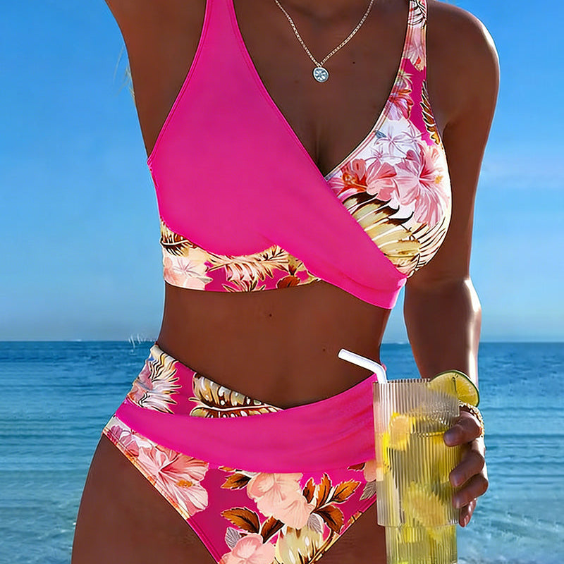 Marie | Floral Animal-Print Split-Hem Bikini