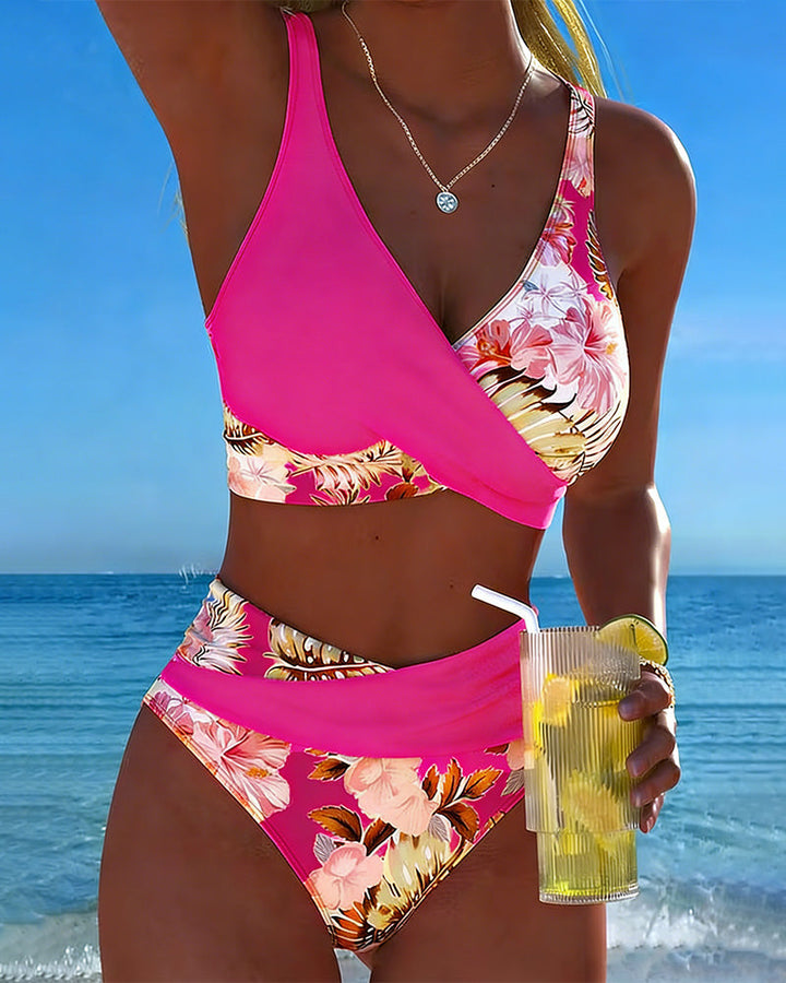 Marie | Floral Animal-Print Split-Hem Bikini