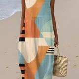 Olivia | Geometric-Print Midi Dress