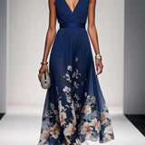 Hazel | Chiffon Floral Maxi V-Neck Dress