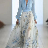 Emma | Floral Printed Maxi V-Neck Dress