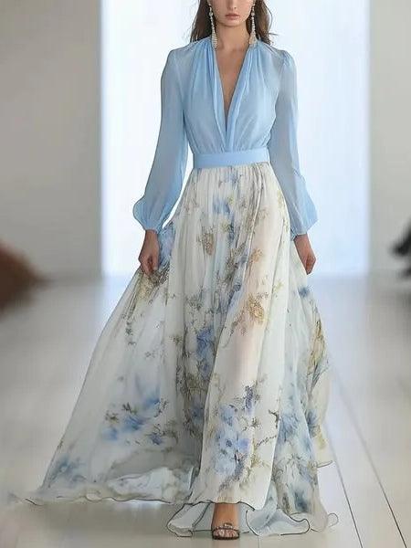 Emma | Floral Printed Maxi V-Neck Dress