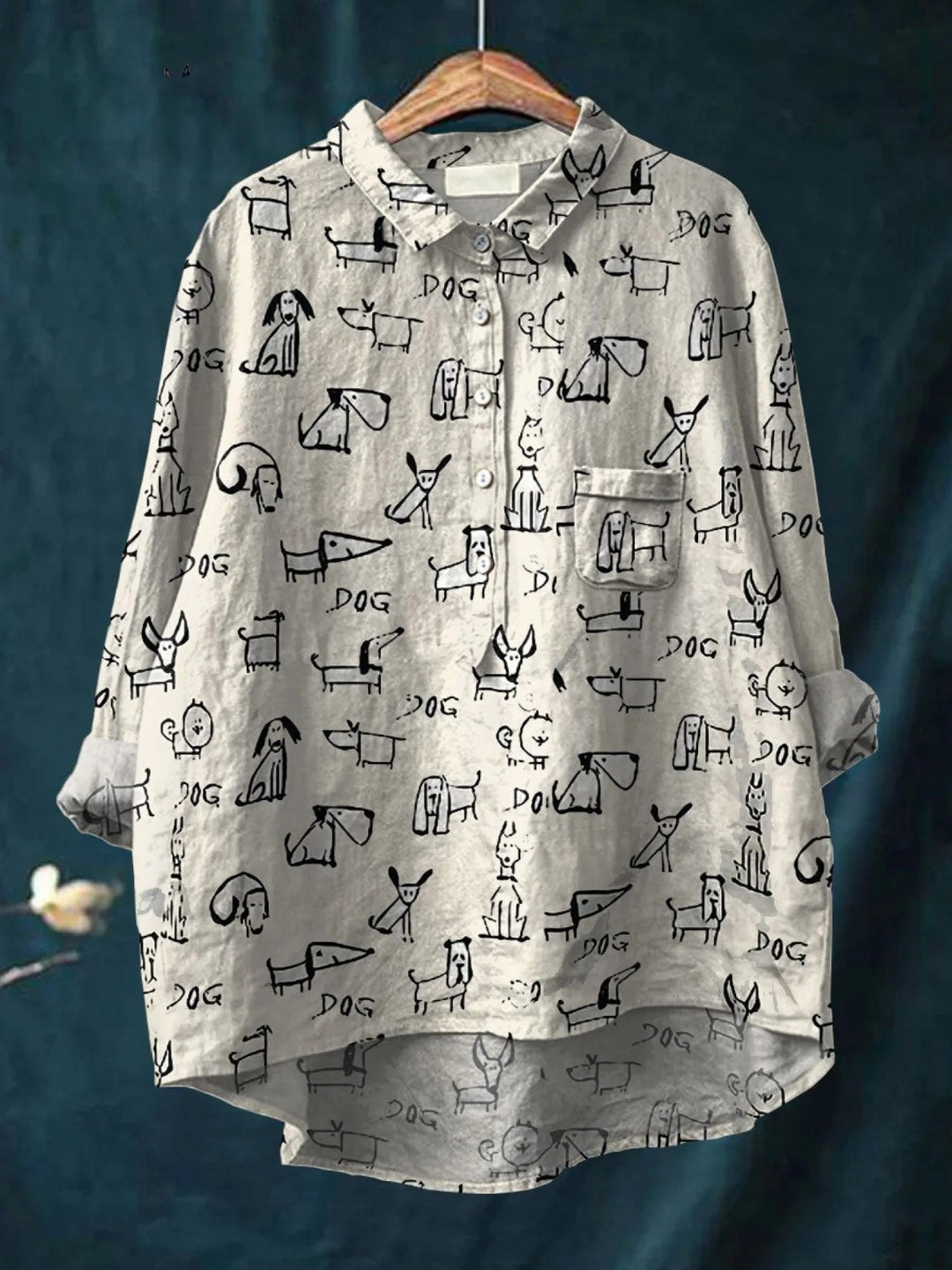 Rose | Printed Dog-Print Relaxed Blouse
