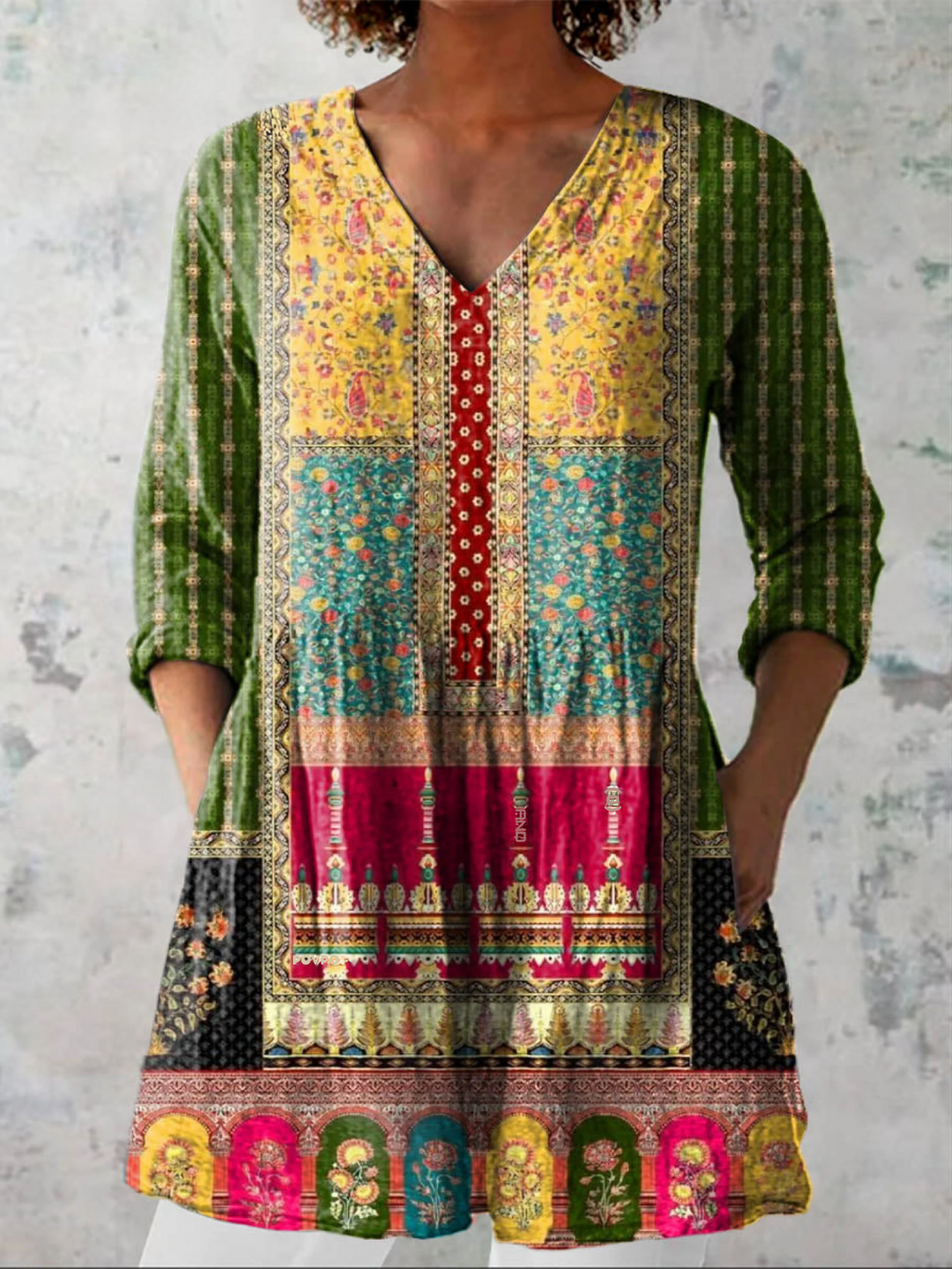 Sylvia | Long V-Neck Blouse