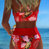 Marie | Floral Animal-Print Split-Hem Bikini