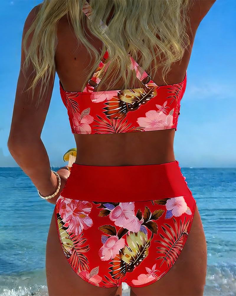 Marie | Floral Animal-Print Split-Hem Bikini