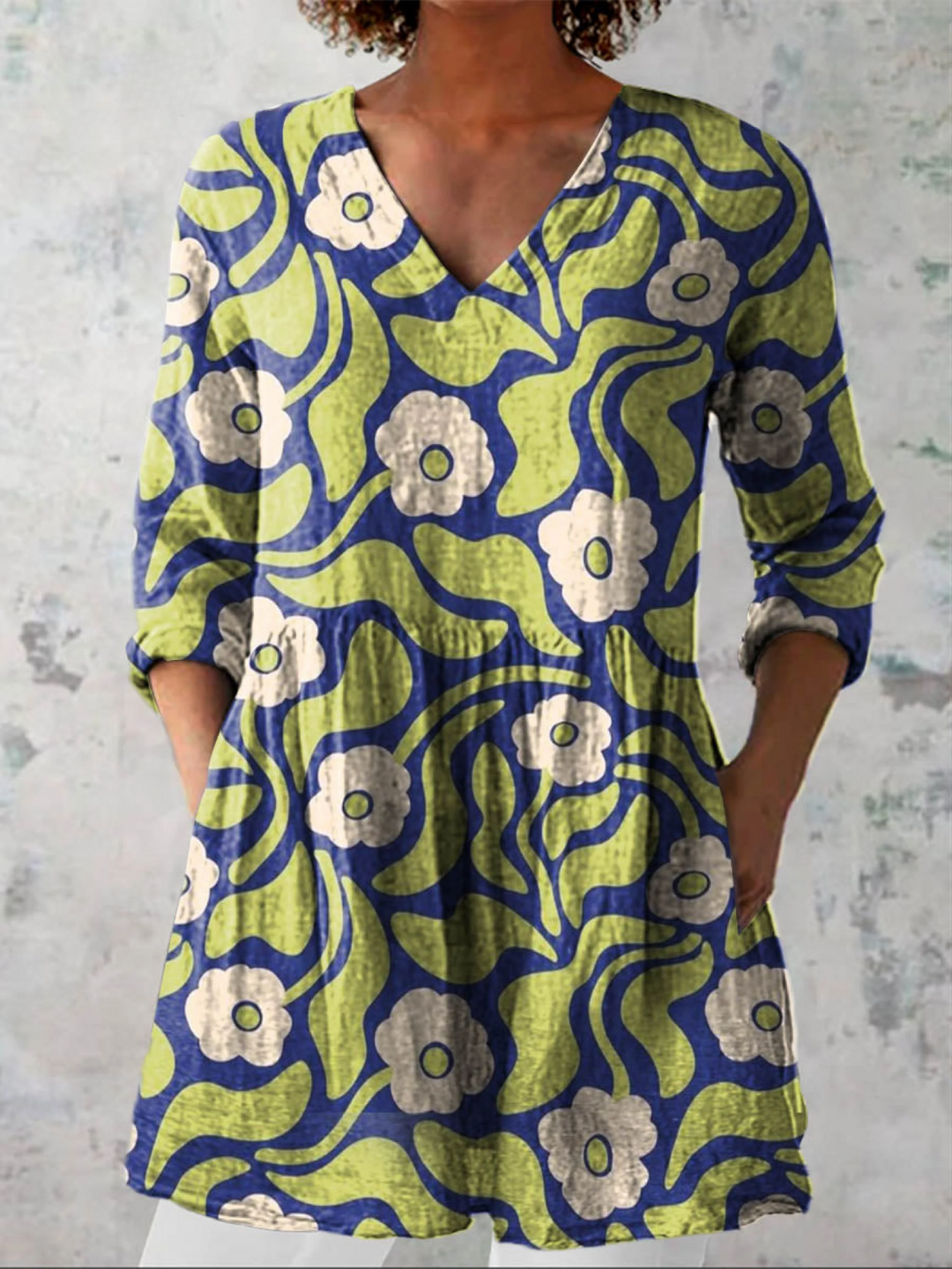 Caroline | Long V-Neck Blouse