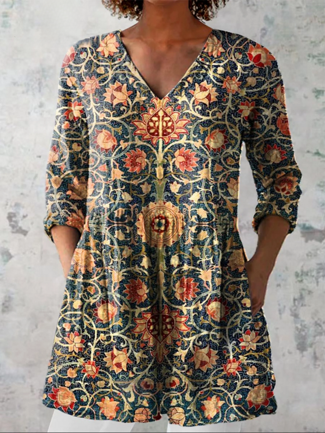 Amber | Long V-Neck Blouse
