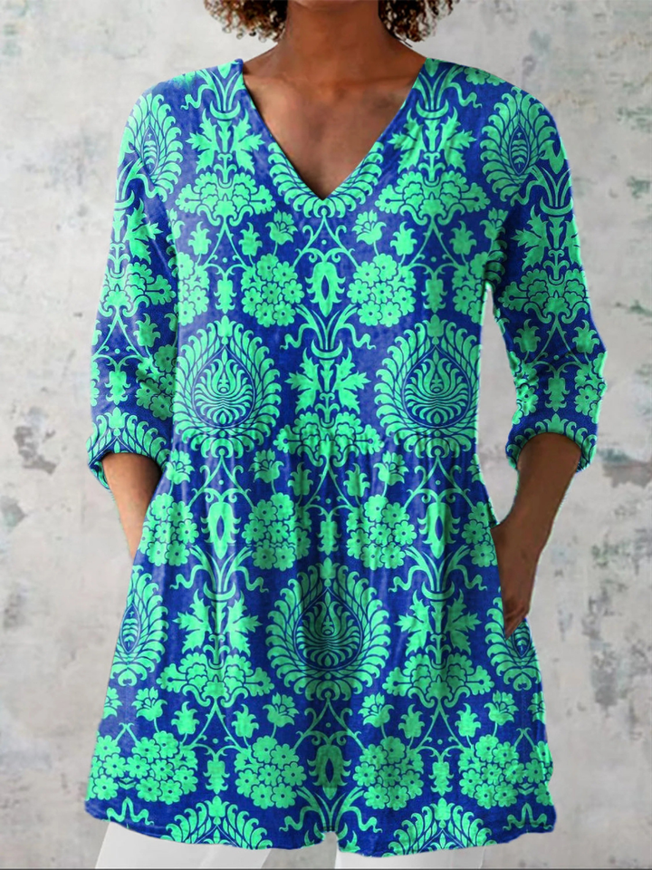 Leah | Long V-Neck Blouse
