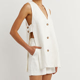 Helena | Sleeveless Button-Detail Set