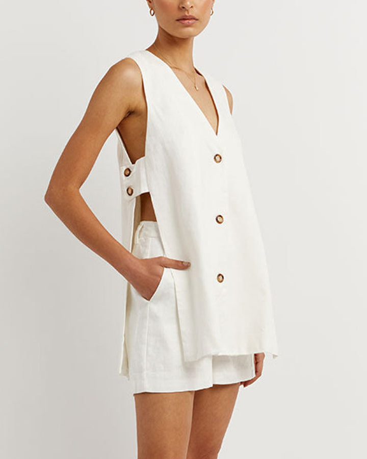 Helena | Sleeveless Button-Detail Set