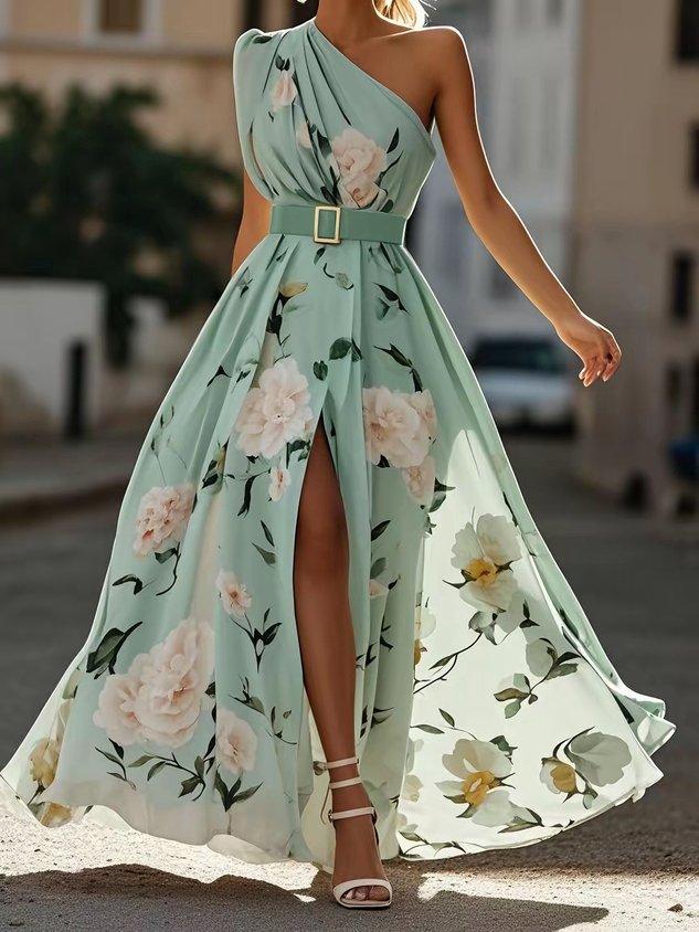 Valerie | Chiffon Floral Maxi Off-Shoulder Dress