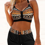 Teresa | Geometric-Print High-Waisted Bikini