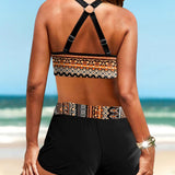 Teresa | Geometric-Print High-Waisted Bikini