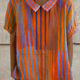Susannah | Striped Geometric-Print Blouse