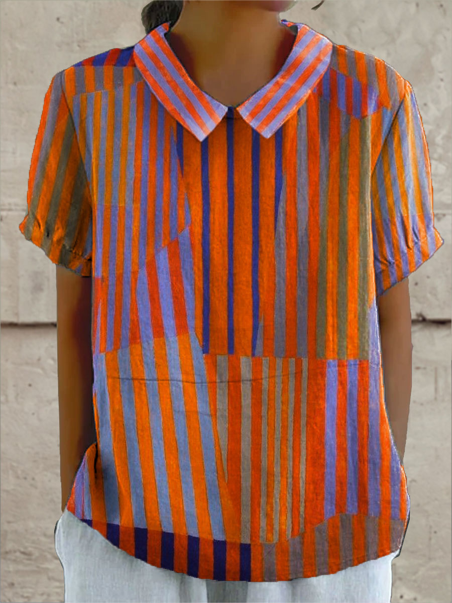 Susannah | Striped Geometric-Print Blouse