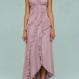 Grace | Long Pleated Split-Hem Dress