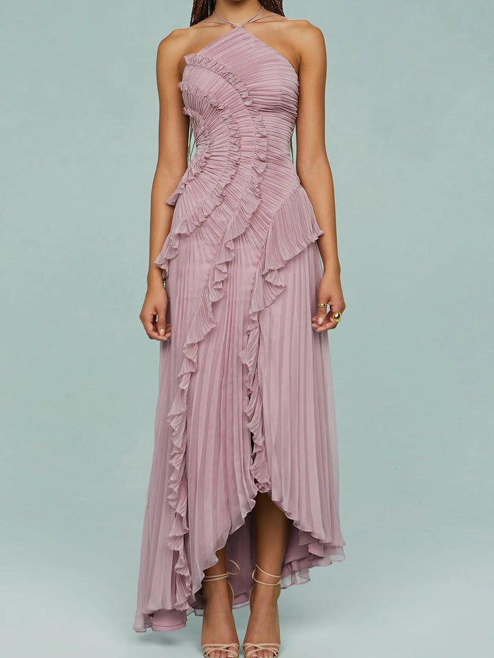 Grace | Long Pleated Split-Hem Dress