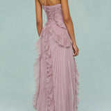 Grace | Long Pleated Split-Hem Dress