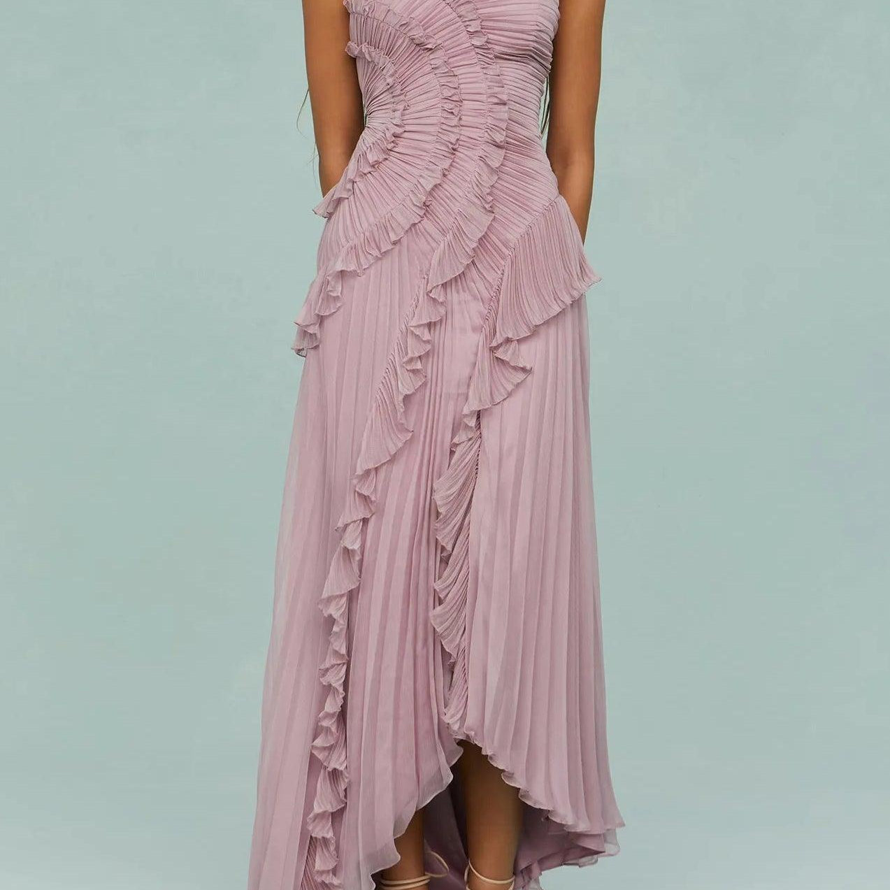 Grace | Long Pleated Split-Hem Dress