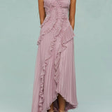 Grace | Long Pleated Split-Hem Dress