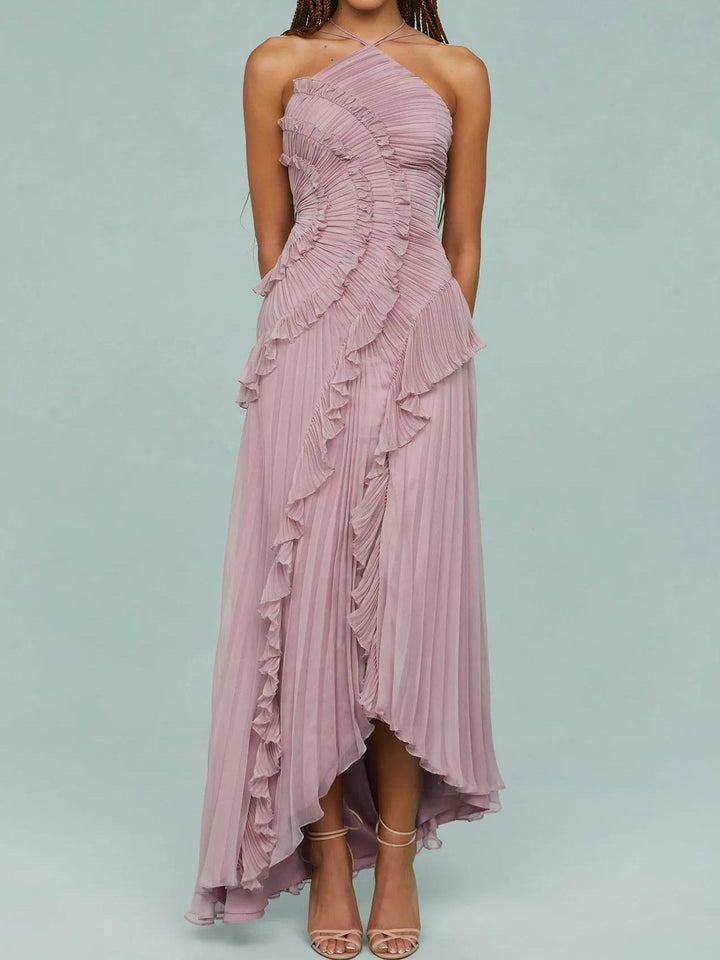 Grace | Long Pleated Split-Hem Dress