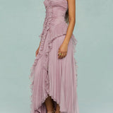 Grace | Long Pleated Split-Hem Dress