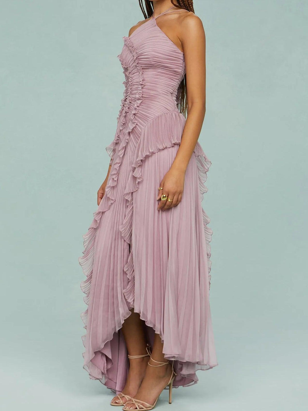 Grace | Long Pleated Split-Hem Dress