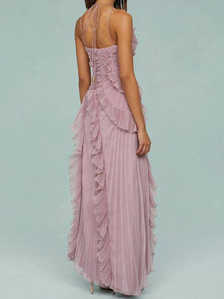 Grace | Long Pleated Split-Hem Dress