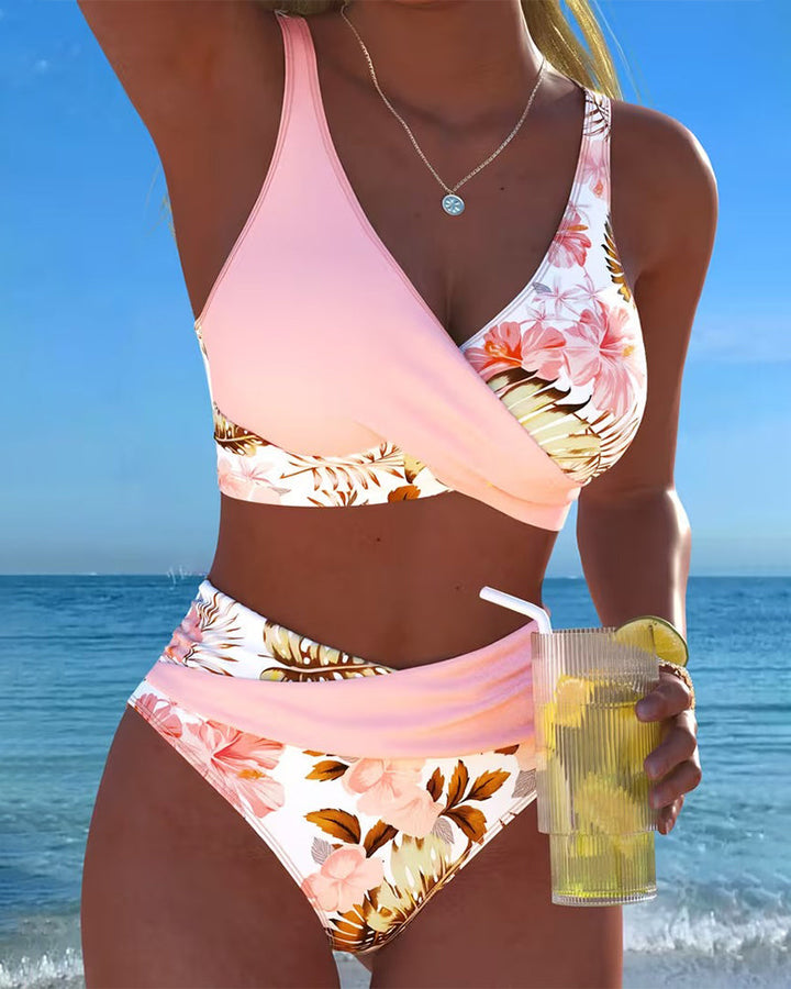 Marie | Floral Animal-Print Split-Hem Bikini