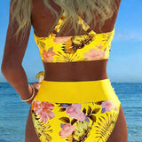 Marie | Floral Animal-Print Split-Hem Bikini