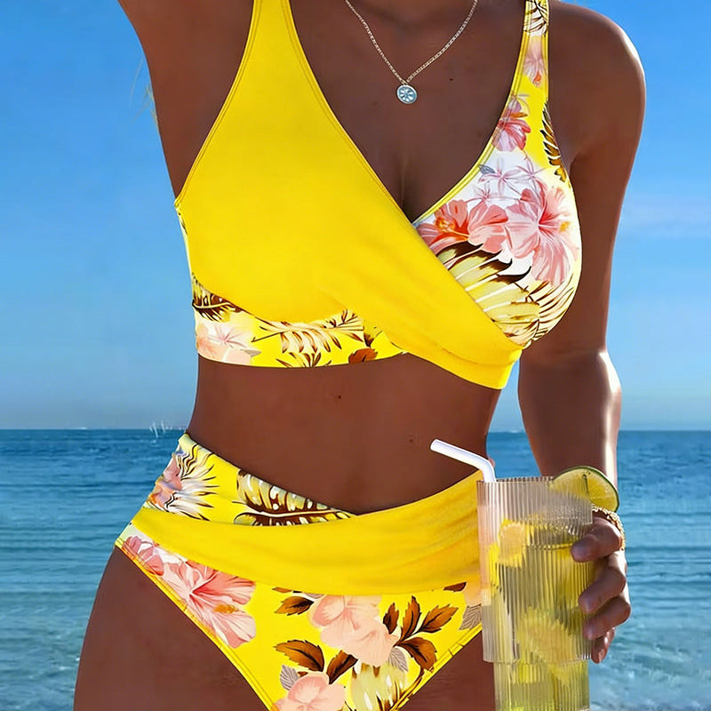 Marie | Floral Animal-Print Split-Hem Bikini