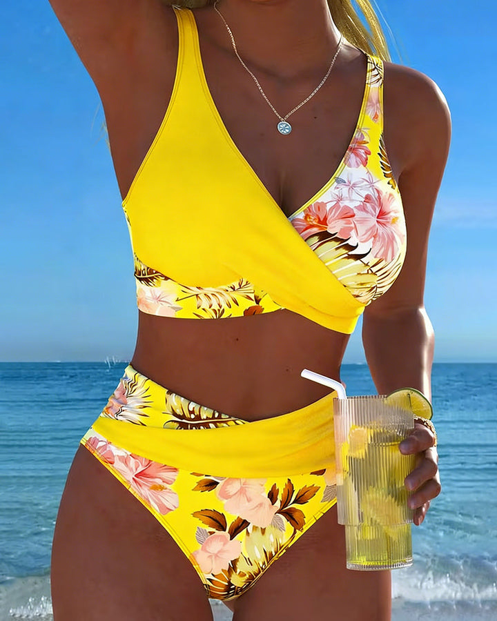 Marie | Floral Animal-Print Split-Hem Bikini