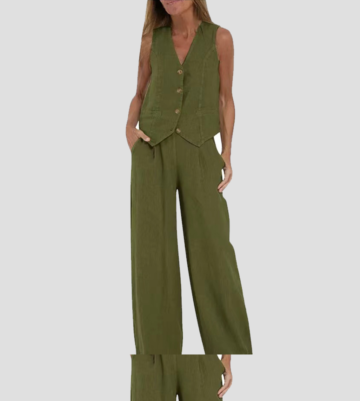 Rose | Button-Front Wide-Leg Set