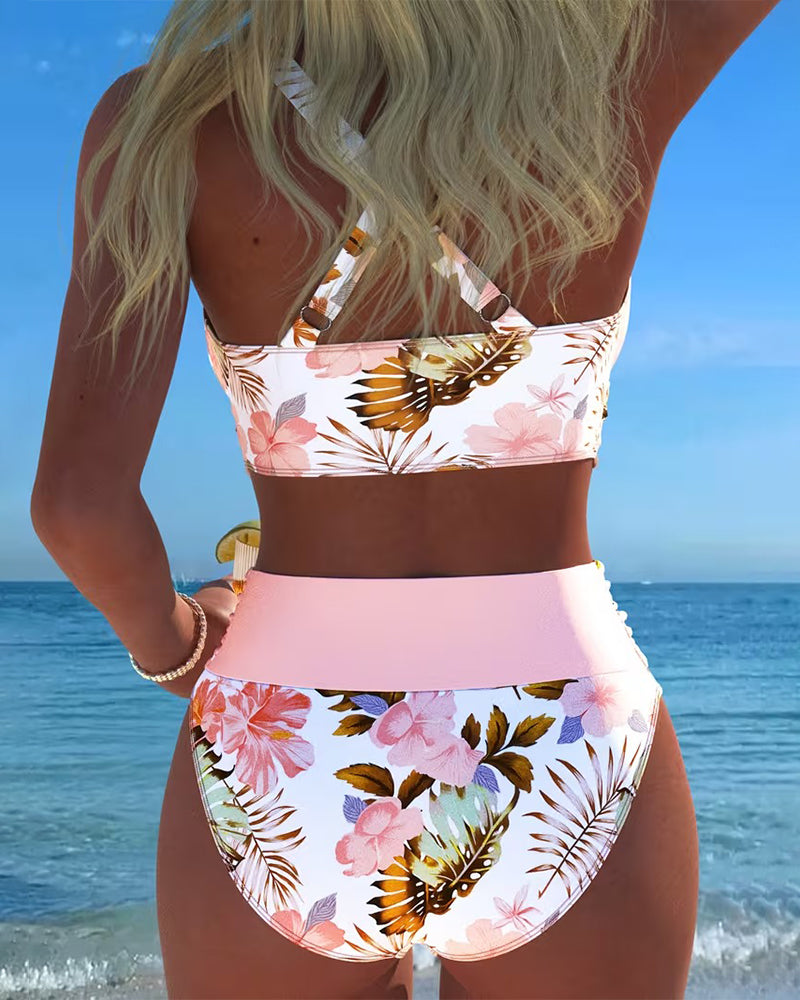 Marie | Floral Animal-Print Split-Hem Bikini