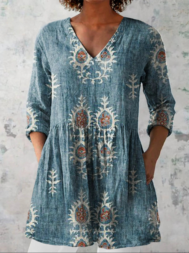 Mary | Long V-Neck Blouse