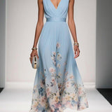 Hazel | Chiffon Floral Maxi V-Neck Dress