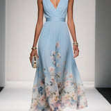 Hazel | Chiffon Floral Maxi V-Neck Dress